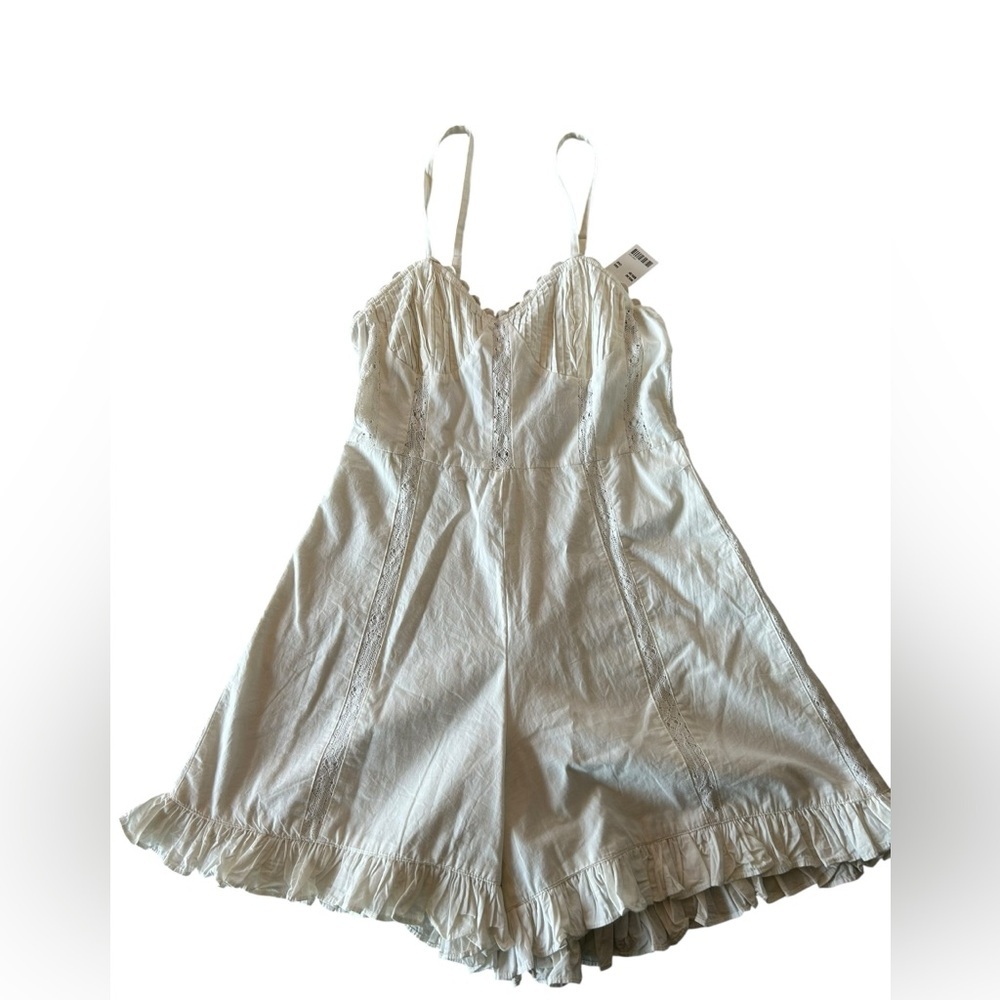 NWT Urban Outfitters Juliette Lace Insert Romper Boho Western Corset Top Ruffle - Picture 3 of 6